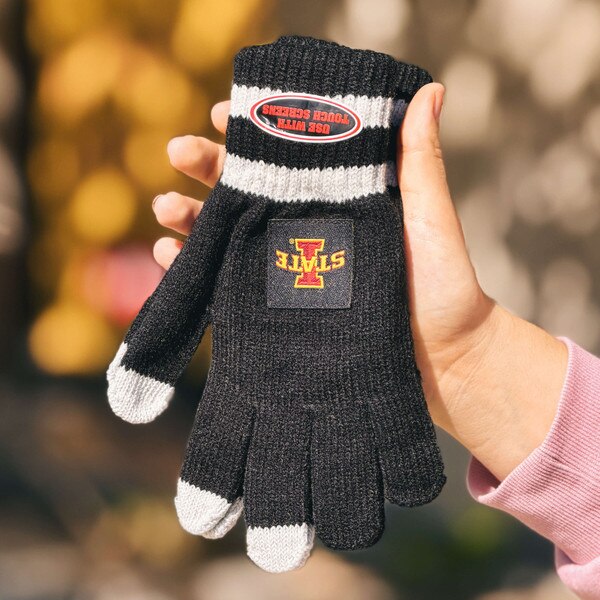 I-State Black Knit Text Gloves